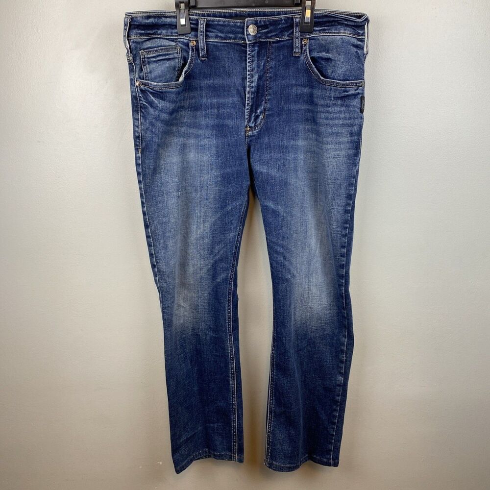 Silver jeans men's 34x30 (measures 34x27) blue‎ stone wash Allan